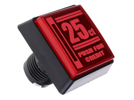 50x50mm &quot;Push For Credit&quot; Square HP Led Arcade Push Button Red For Arcade Pinball Game Show Quiz Cabinets etc.