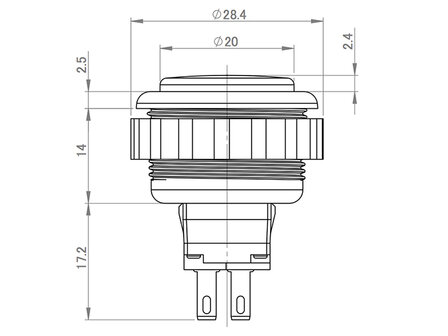 Seimitsu 24mm PS-14-DN-K Bouton Poussoir Translucide Violet