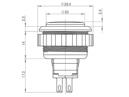 Seimitsu 24mm PS-14-DN-K Lichtdoorlatende Drukknop Geel