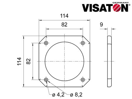  Grille de haut-parleur octogonale Visaton pour haut-parleurs jusqu&#039;&agrave; 4 &quot;noir 114x114mm