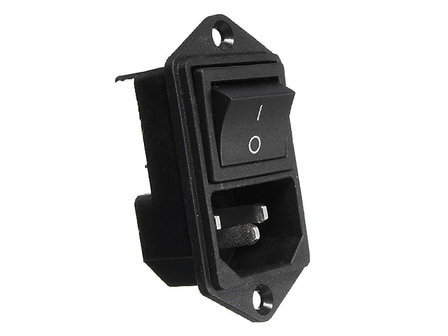 Power Switch Built-in module IEC320 with C14 Connection contact 4-Pole DPST on/off switch, Black.