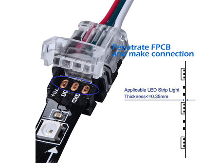 3-Pin 10mm Led-Streifen-zu-Kabel-Verbindung f&uuml;r WS2812B, WS2811, Doppelte wei&szlig;e Led-Streifen