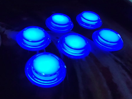 Transparenter LED-Arcade-Druckknopf Blau