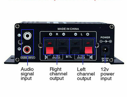 Mini Amplificateur St&eacute;r&eacute;o 20W 12V Noir