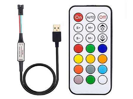   USB-LED-Streifen-Controller mit RF-Fernbedienung f&uuml;r 5V WS2812B-LED-Streifen
