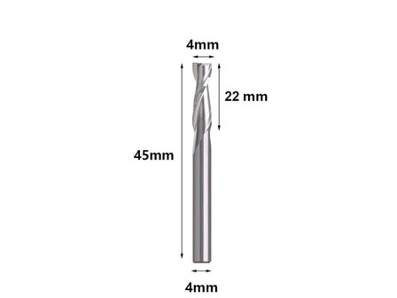 V-Sharp 2-flute Spiral CNC End Mill Cutter 4x22x45mm