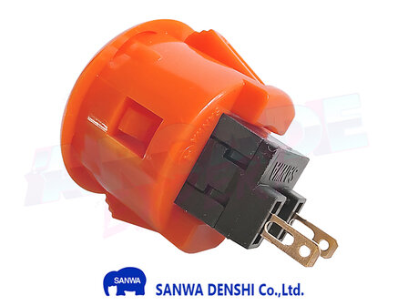 Sanwa Denshi OBSF-24 Snap-In Arcade Push Button Orange