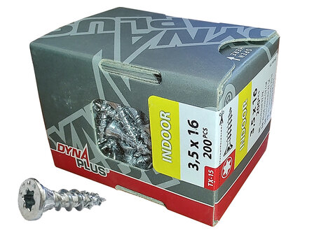 Dyna Plus 3.5x16mm Galvanized Torx TX-15 full thread 200 pcs.