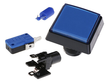 50x50mm Quadratischer HP Led Arcade Drucktaster Blau
