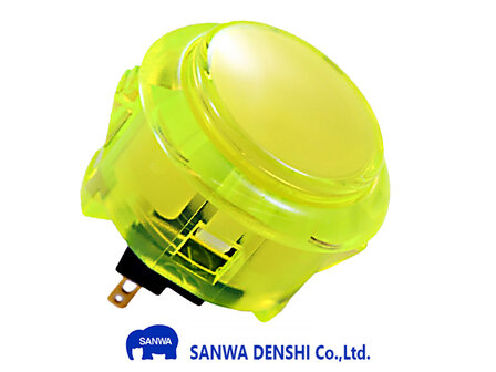  Sanwa OBSC-30 Yellow Snap-In Transparent Arcade Push Button