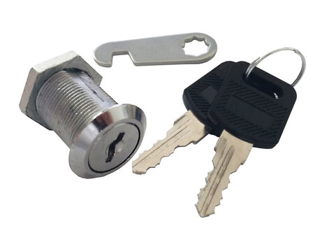 Recessed Key-Allike Cam Cylinder Lock 25x18mm Low Mount Chrome + 2 Keys