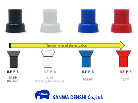 Sanwa JLF-P-W 16,2mm Oversized Nylon Actuator Wit Voor Sanwa JLF en JLX Serie Joysticks