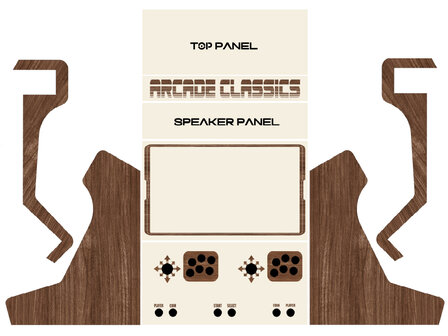 Jeu d&#039;autocollants en vinyle Arcade Bartop &#039;Arcade Classic&#039; Design en bois   