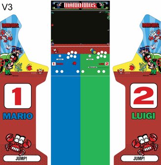 Arcade Bartop + Onderstel Vinyl Stickerset &#039;Mario Bros&#039; 