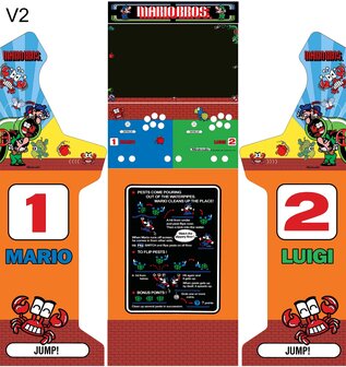 Arcade Bartop + Onderstel Vinyl Stickerset &#039;Mario Bros&#039; 