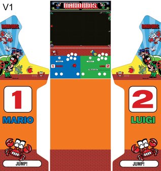 Arcade Bartop + Onderstel Vinyl Stickerset &#039;Mario Bros&#039; 