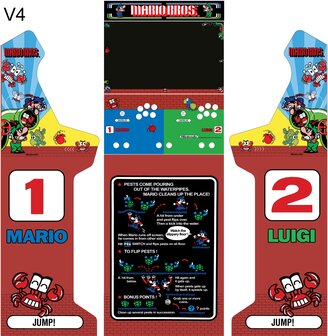 Arcade Bartop + Onderstel Vinyl Stickerset &#039;Mario Bros&#039; 