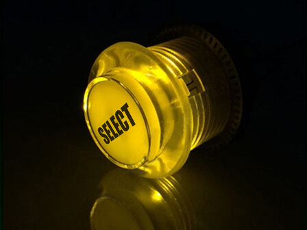 HQ Silent &#039;Select&#039; 5V Gold-Leaf Led Arcade Push Button Yellow