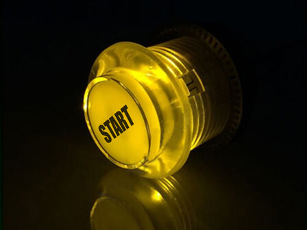 HQ Silent &#039;Start&#039; 5V Gold-Leaf Led Arcade Push Button Yellow