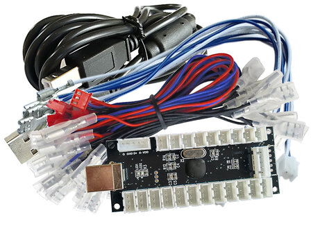  Carte d&#039;encodeur LED 1 joueur 5V pour PC d&#039;arcade Raspberry Pi 12x 4.8mm manette et connecteurs de bouton