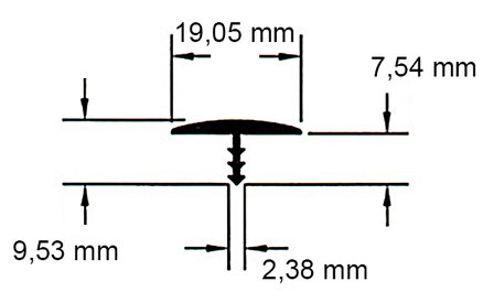 5 Meter 19mm T-Molding Glossy 3/4 inch Zwart met Chroom 