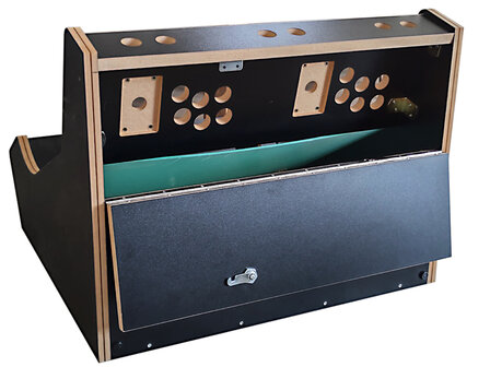 24&quot; Wide Body Extended (WBE) Custom 2-Player Arcade Bartop Bouwpakket uit 18mm Zwart Gemelamineerd MDF 