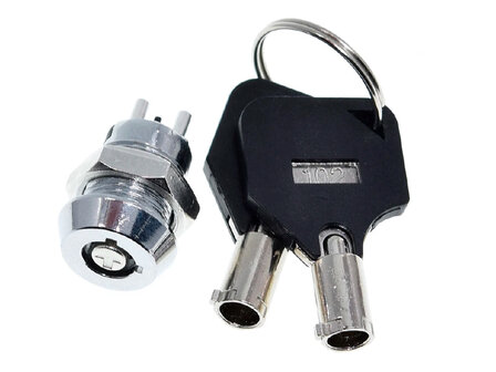 Mini Elektronische RVS Aan/Uit Sleutelschakelaar met Ronde Sleutel, 12mm, 48V/2,5A max, Gelijksluitend