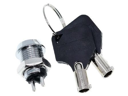 Mini Elektronische RVS Aan/Uit Sleutelschakelaar met Ronde Sleutel, 12mm, 48V/2,5A max, Gelijksluitend