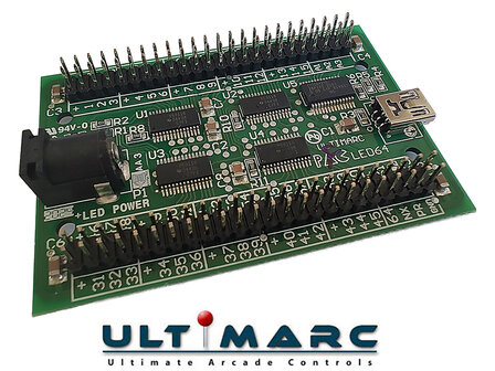 Ultimarc PacLED64 64-Kanaals LED controller Met 256 Lichtsterkte Instellingen.