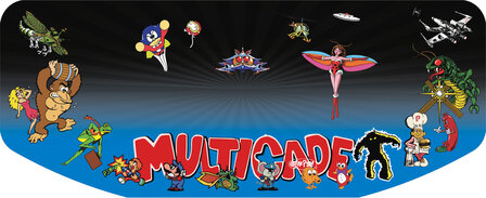 Arcade Box Control Panel Sticker 'Multicade' Blue Silk Gloss Laminated with UV Filter