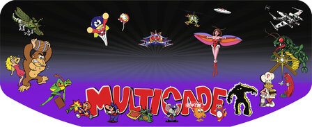 XL Arcadebox Controlepaneel Sticker 'Multicade' Paars Zijdeglans Gelamineerd met UV Filter