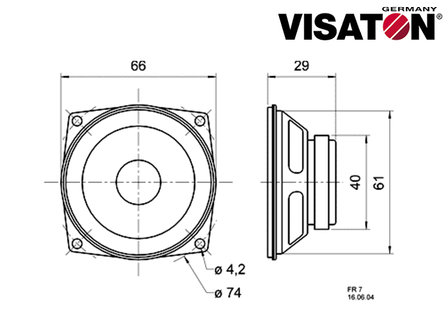 Visaton 2,5 inch 6,4cm 4 Ohm 5W Breedband Luidspreker 