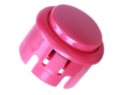 30mm Clip-In Arcade Push Button Pink with Built-in Soft Click Microswitch