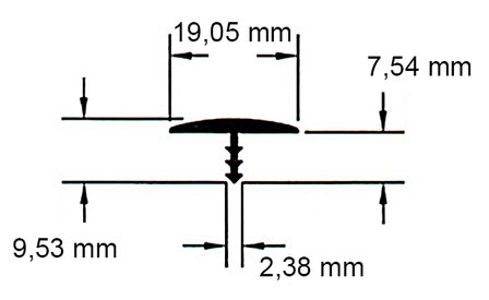 19mm T-Molding 3/4 inch Wit