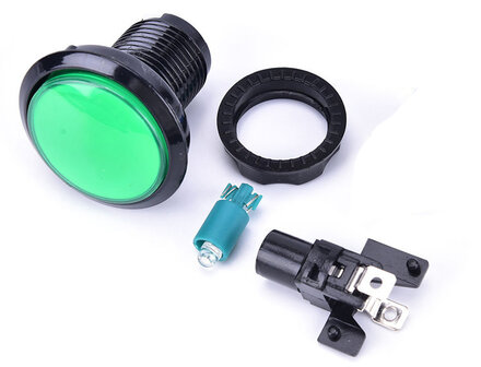 45mm Convex Led Push Button Green HP / LP Assembly for Arcade Pinball Game Show Quiz Cabinets etc.