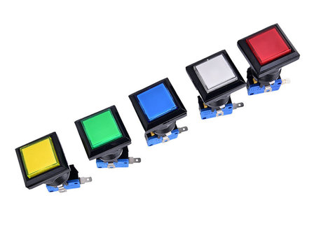 Square 33mm HP/LP LED Push Button Yellow For Arcade Mame Quiz Slot Machine Button Box etc.