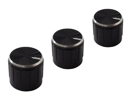 Lautst&auml;rkeregler Aluminium schwarz eloxiert 15x17mm f&uuml;r 6mm Potentiometerwelle