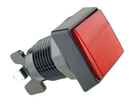 Quadratischer 33mm High Profile LED Druckknopf Rot f&uuml;r Arcade Mame Quiz Slot Machine Button Box etc.