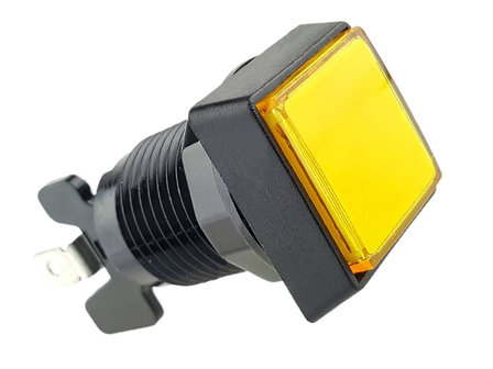  Bouton poussoir LED carr&eacute; 33mm haut profil jaune pour bo&icirc;te &agrave; boutons Arcade Mame Quiz Machine &agrave; sous etc.