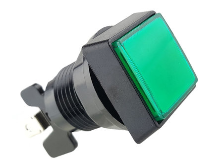 Bouton poussoir LED carr&eacute; 33mm haut profil vert pour bo&icirc;te &agrave; boutons Arcade Mame Quiz Machine &agrave; sous etc.