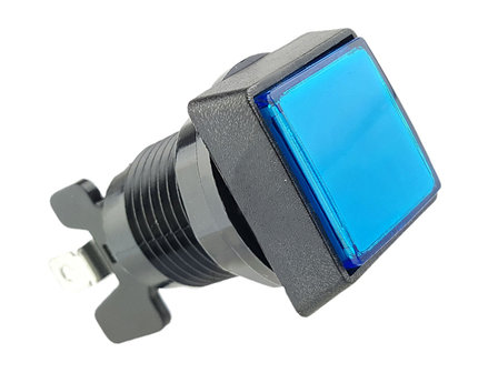  Quadratische 33mm High Profile LED Druckknopf Blau f&uuml;r Arcade Mame Quiz Slot Machine Button Box etc.