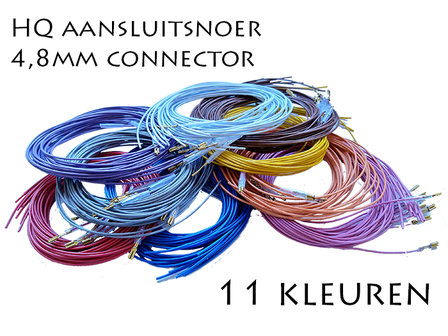  1M Single Lead Wire with 4.8mm Connector and Choice of 11 Colors 22AWG/0,33mm2