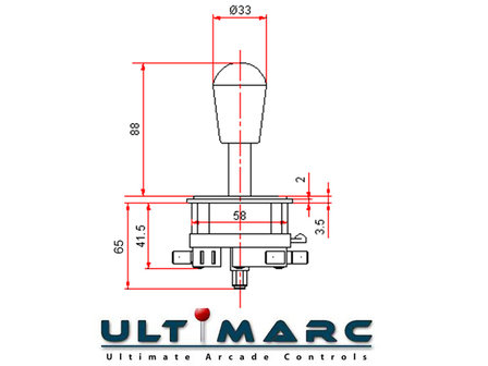 Ultimarc Mag Stik Plus Pull &#039;N&#039; Schalter 4/8-Wege Arcade Joystick Schwarz