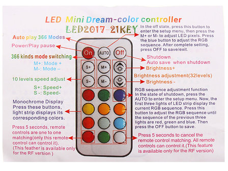 LED-Streifen-RF-Fernbedienung f&uuml;r 5-24 V 3-polige ARGB-Digital-LED-Streifen