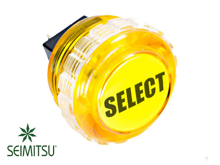 Seimitsu PS-14-KN &quot;Select&quot; Button Geel 30mm Transparante Drukknop 