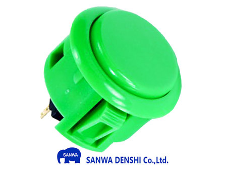  Sanwa OBSF-30 Snap-In Arcade Push Button Green