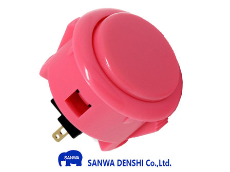 Sanwa OBSF-30 Pink Snap-In Arcade Push Button