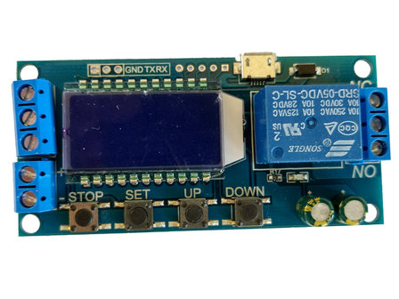 5V USB (3-24V/DC) 1 sec ~ 9999 min LCD Display Tijdrelais 250V/AC 30V/DC 10A 