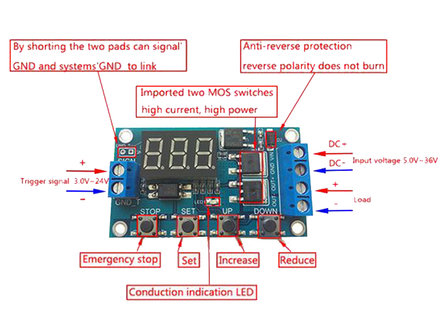 Module de relais de temporisation de d&eacute;clenchement de cycle de d&eacute;clenchement de cycle de relais de temps double MOS DC 5V ~ 36V