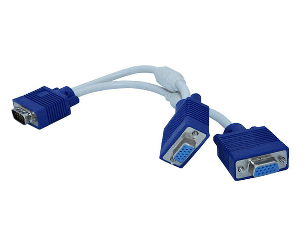  Câble répartiteur VGA 15 broches à double blindage HQ avec noyau en ferrite (1x mâle vers 2x femelle)